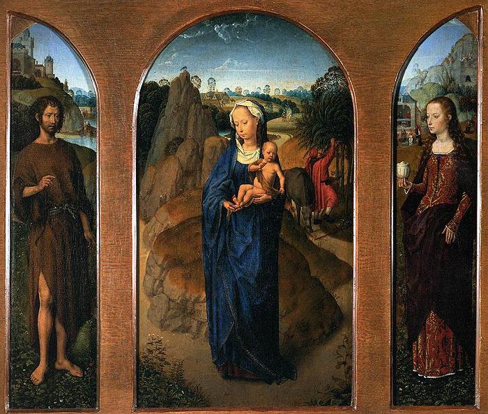 Hans Memling Triptych of the Rest on the Flight into Egypt. Germany oil painting art